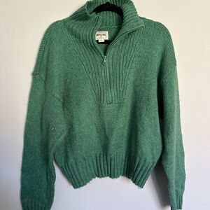 American Eagle Outfitters Teal Quarter-Zip Sweater